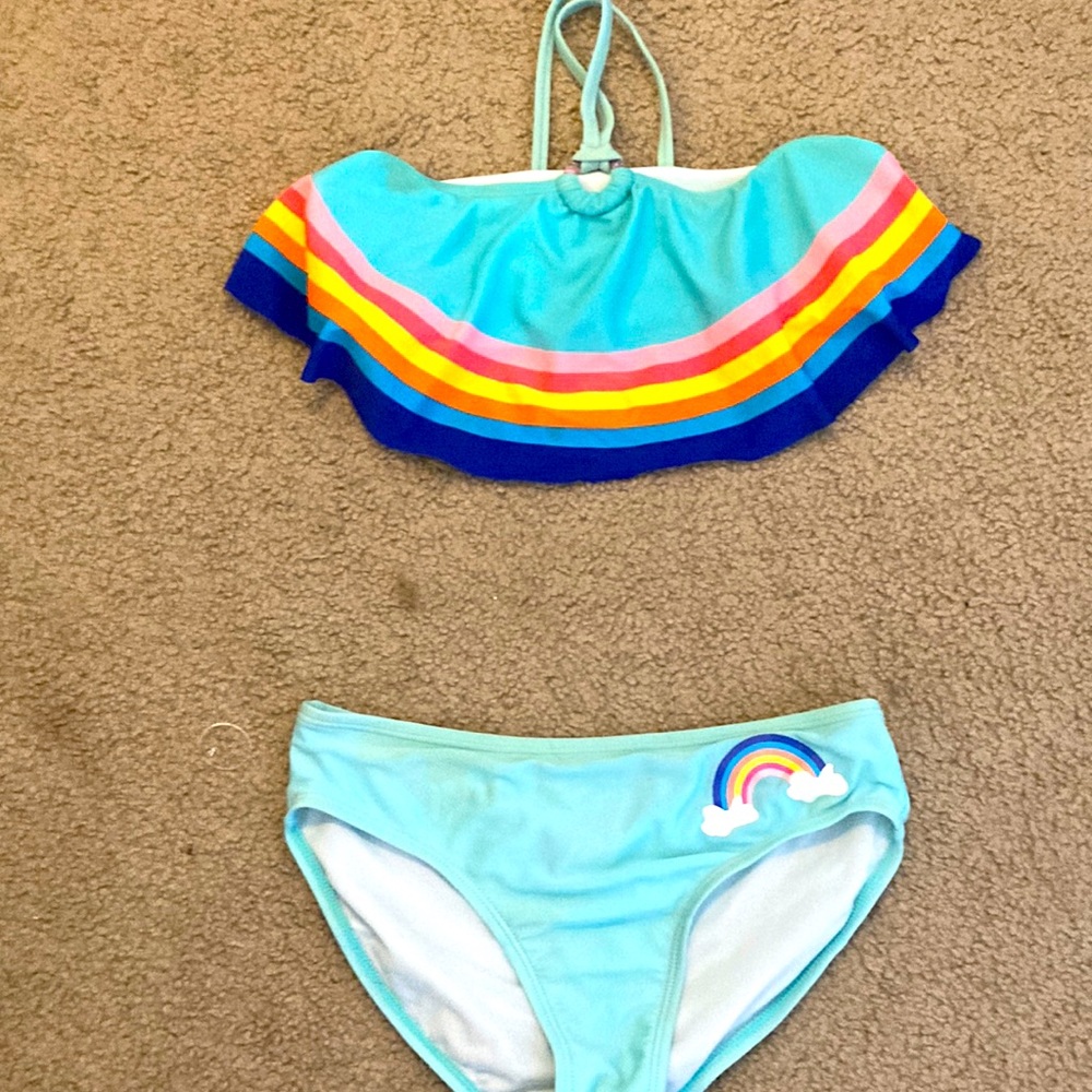 vibrant colored 2 piece swim suit